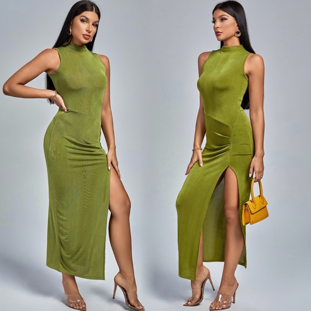 Elegant Green Sleeveless Dress